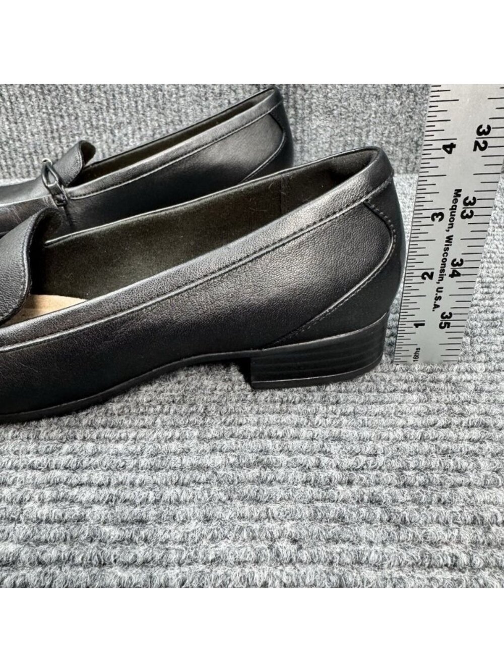 Clarks Juliet Shine Shoes Women’s 7.5 Black Leather Slip On Loafers Dress Career - Picture 4 of 10